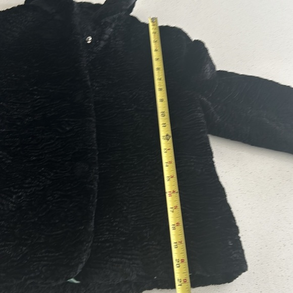 GAP Black Faux Persian Fur Blazer 3/4 Sleeves Jacket Teal Lining Women size S - Picture 14 of 17